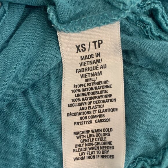 CAPE JUBY BY AEROPOSTALE STRAPLESS TEAL/WHITE EMBROIDERED BOHO TOP XS-EUC - Picture 9 of 9